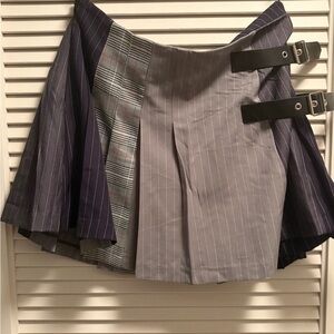 Mixed Print Pleated Skirt